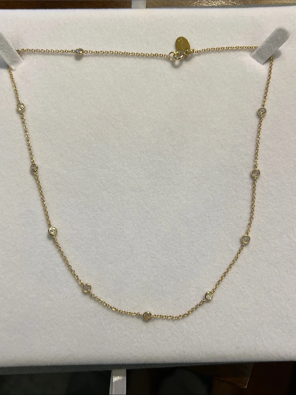 Delicate Gold Station Cubic Zirconia Necklace - Women Jewelry